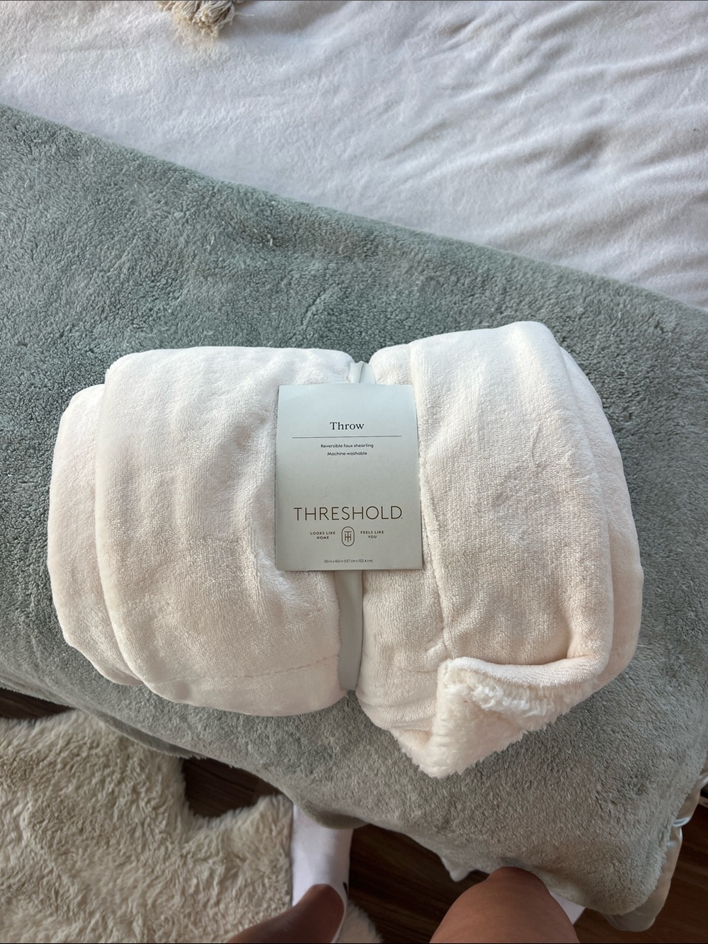 Threshold Plush Throw Blanket in Blush Pink